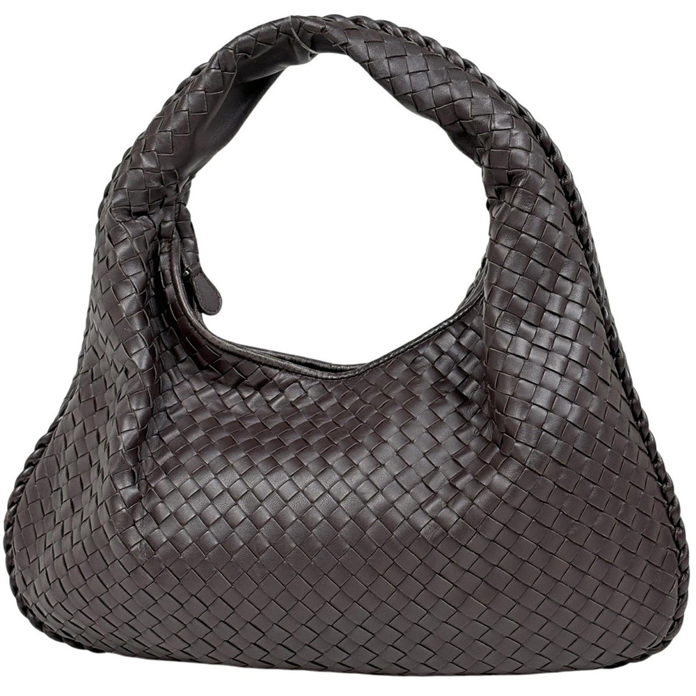 Bottega Veneta Intrecciato Shoulder Bag Leather Brown